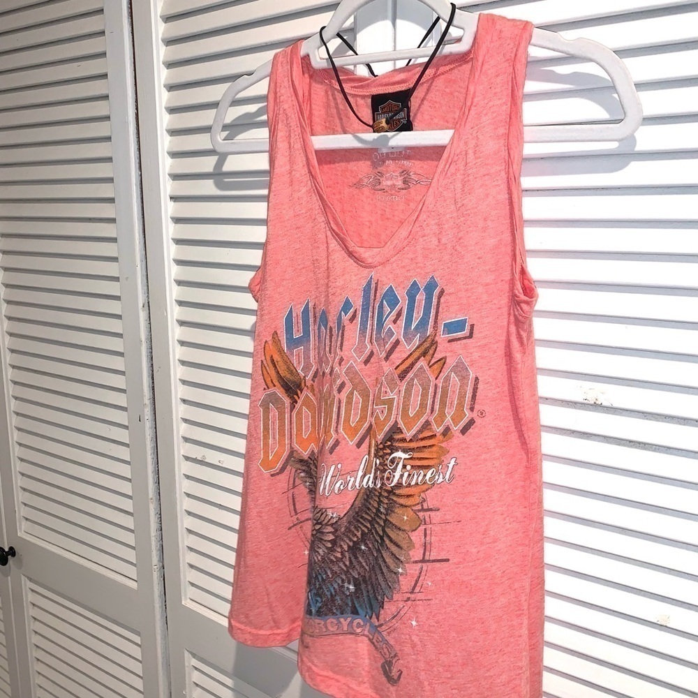 Harley Davidson Women’s Tank Top Pink Small with necklace - Picture 3 of 8